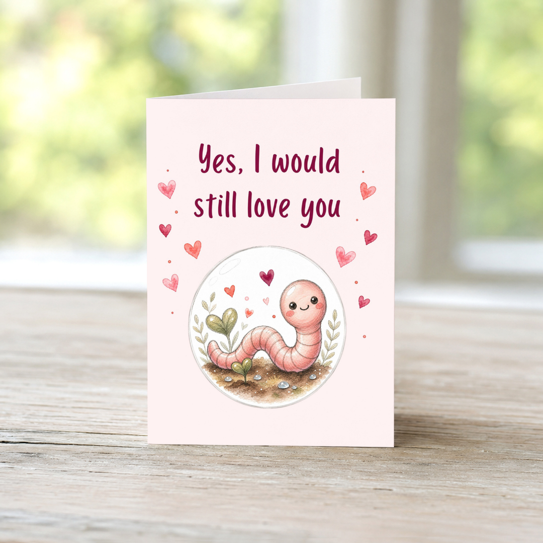 Even if You Were a Worm Romantic Greeting Card